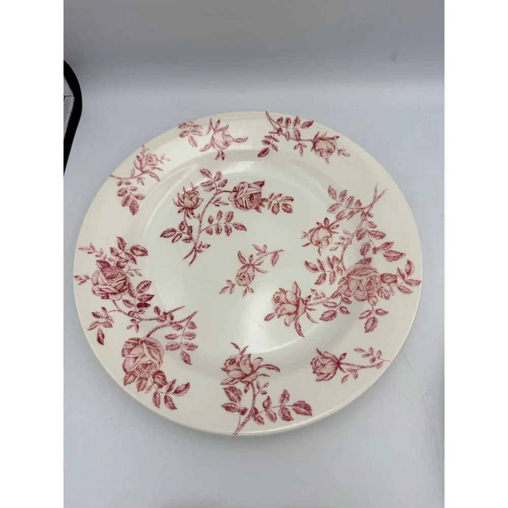 Churchill Antique Rose Dinner Plate Vintage Pink Red Floral Made in England 10in